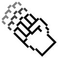Pixel graphic hand - fist in motion