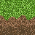 Pixel grass texture background, green retro square grass pattern