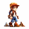 Pixel Guys Outfit And Backpack: Realistic 3d 8 Bit Cartoon Of Lucas As A Kid