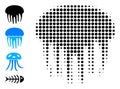 Pixel Halftone Jelly Fish Icon and Additional Icons