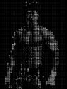 pixel halftone mosaic background. man shape illustration Royalty Free Stock Photo