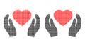 Pixel Halftone Romantic Heart Care Hands Icon