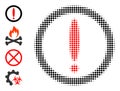 Pixel Halftone Round Warning Icon and Other Icons