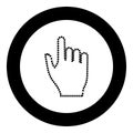 Pixel hand black icon in circle vector illustration Royalty Free Stock Photo