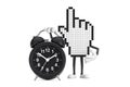 Pixel Hand Cursor Mascot Person Character with Alarm Clock. 3d Rendering Royalty Free Stock Photo