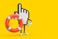 Pixel Hand Cursor Mascot Person Character with Life Buoy. 3d Rendering