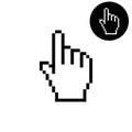 Pixel hand - white vector icon Royalty Free Stock Photo