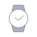 Pixel hand watch in the game. 8-bit clock on a white background. 90s style. Round dial with arrows showing time. Retro Royalty Free Stock Photo