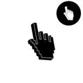 Pixel hand - white vector icon Royalty Free Stock Photo