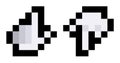 Pixel hands point up and down - vector, isolated