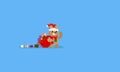 Pixel happy bear with gift bag.8bit chistmas character.