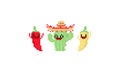 Pixel happy cactus and chilli character.Cinco De Mayo.8bit.