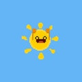 Pixel happy cartoon sun.8bit.summer character.