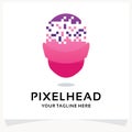 Pixel Head Logo Design Template Inspiration Royalty Free Stock Photo