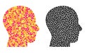 Pixel Head Profile Mosaic Icons Royalty Free Stock Photo