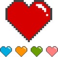 Pixel heart with color versions