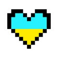 Pixel heart flag ukraine. Geometric element. National ukrainian flag. Yellow blue. Vector illustration. stock image.