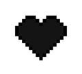 Pixel heart. Pixel heart icon for 8 bit game. Digital art for computer game. Black icon for love, gamer and hearth. Symbol for