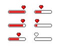 Pixel heart. love loading set - isolated vector illustration