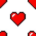 Pixel heart love seamless pattern color icon