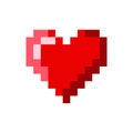 Pixel heart in retro style. Beautiful pixel art illustration with red pixel heart. Vector-art illustration. Retro style. Love logo