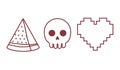 Heart, skull and watermelon icon