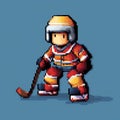 Pixel Hockey Player: Neogeo Style Digital Painting With Warm Tonal Range