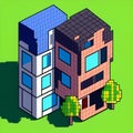 Pixel House, Generative AI Illustration Royalty Free Stock Photo