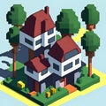 Pixel House, Generative AI Illustration Royalty Free Stock Photo