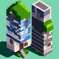 Pixel House, Generative AI Illustration Royalty Free Stock Photo