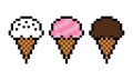 Pixel ice cream set image 8 bit Royalty Free Stock Photo