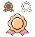 Pixel icon of award in three variants