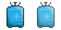 Pixel icon. Balon, container with coolant. Liquid nitrogen, freon. Filling air conditioners. Simple retro game vector isolated on