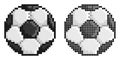 Pixel icon. Black and white classic soccer ball. Football sport game. Simple retro game vector isolated on white background Royalty Free Stock Photo