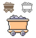 Pixel icon of coal wagon in three variants