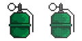 Pixel icon. Combat offensive defensive grenade with ring. Explosive objects, soldier weapon. Simple retro game vector isolated on Royalty Free Stock Photo