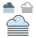 Pixel icon of foggy weather in three variants