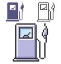 Pixel icon of fuel station in three variants