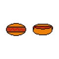 Pixel icon. Hot dog icon set. Sausage doughnut. Pixel fast food logo. Royalty Free Stock Photo