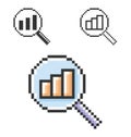Pixel icon of increase magnifying glass