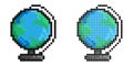 Pixel icon. Planet earth model globe for training. Studying geography at school. Simple retro game vector isolated on white Royalty Free Stock Photo