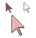 Pixel icon of pointer arrow in three variants Royalty Free Stock Photo