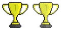 Pixel icon. Prize sports cup for participation in sports competitions. Award to winner of tournament. Simple retro game vector