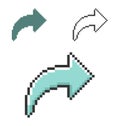 Pixel icon of right curved arrow Royalty Free Stock Photo
