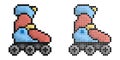 Pixel icon. Roller skates on wheels, extreme sports and entertainment. Sports equipment. Simple retro game vector isolated on Royalty Free Stock Photo