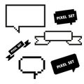 Pixel icon set with speech bubble Royalty Free Stock Photo