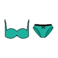 Pixel icon. Set of underwear clothes panties and bra. Colection of underwear. Royalty Free Stock Photo