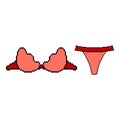 Pixel icon. Set of underwear clothes panties and bra. Colection of underwear. Royalty Free Stock Photo