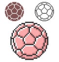 Pixel icon of soccer ball European football in three variants