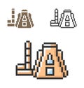 Pixel icon of termal power plant in three variants Royalty Free Stock Photo